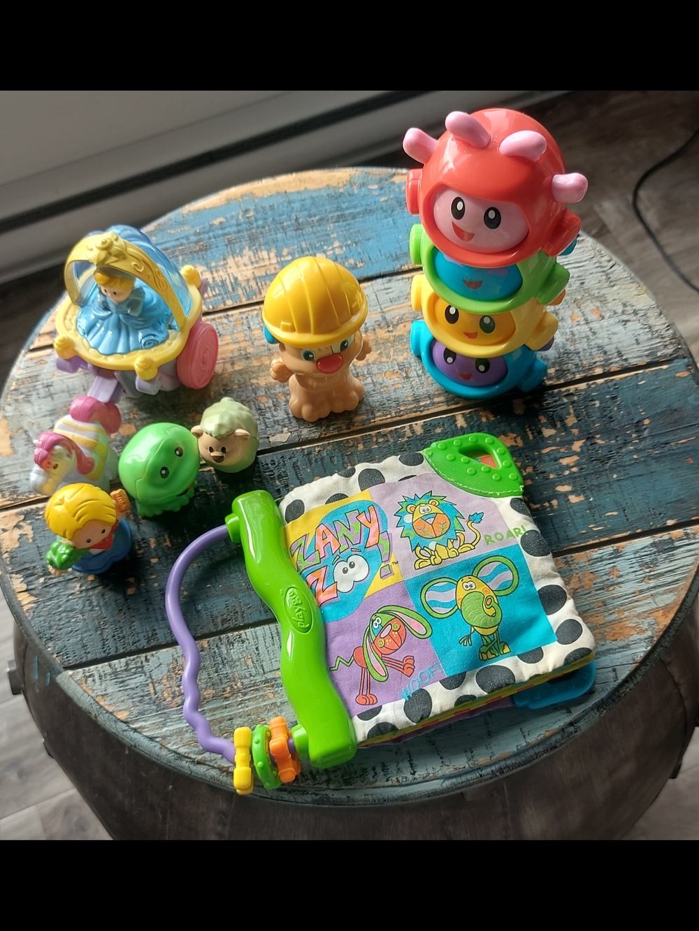 Colorful Kids Stacking Toy Set with Soft Activity Book, Little People Characters